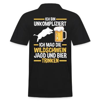 Jäger Wildschweinjagd Bier Jagd - Männer Poloshirt - Schwarz - Hinten - Kai (181cm)