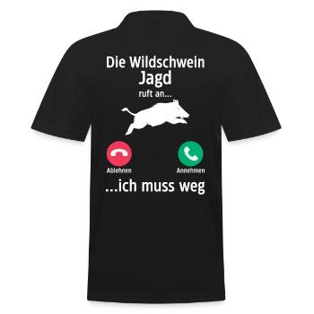 Jäger Wildschweinjäger Jagd - Männer Poloshirt - Schwarz - Hinten - Kai (181cm)