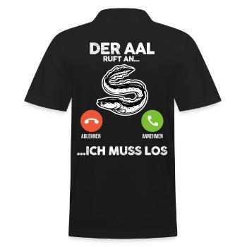 Angeln Angler Aal Fischer - Männer Poloshirt - Schwarz - Hinten - Kai (181cm)