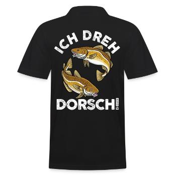 Angeln Angler Dorsch Fischer - Männer Poloshirt - Schwarz - Hinten - Kai (181cm)