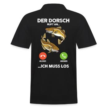 Angeln Angler Dorsch Fischer - Männer Poloshirt - Schwarz - Hinten - Kai (181cm)