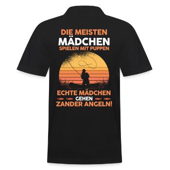 Angeln Anglerun Zander Fischer - Männer Poloshirt - Schwarz - Hinten - Kai (181cm)