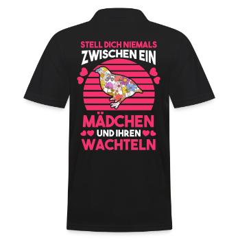 Wachtel Mädchen Wachteln - Männer Poloshirt - Schwarz - Hinten - Kai (181cm)