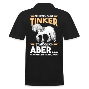 Reitlehrer Tinker Pferd - Männer Poloshirt - Schwarz - Hinten - Kai (181cm)