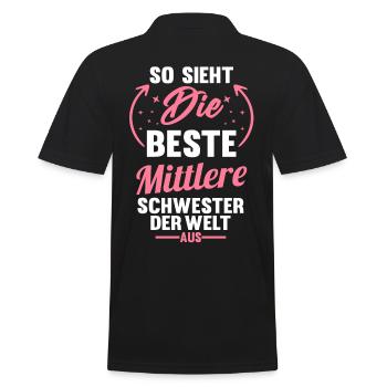 Beste mittlere Schwester der Welt - Männer Poloshirt - Schwarz - Hinten - Kai (181cm)
