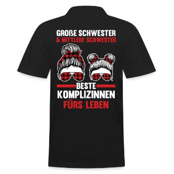 Große und Mittlere Schwester - Männer Poloshirt - Schwarz - Hinten - Kai (181cm)