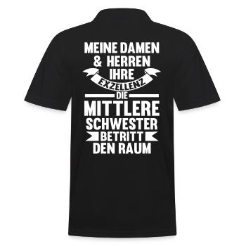 Schwestern Mittlere Schwester - Männer Poloshirt - Schwarz - Hinten - Kai (181cm)