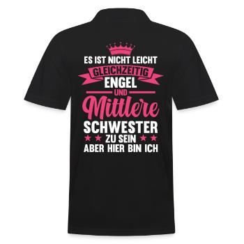 Schwestern Mittlere Schwester - Männer Poloshirt - Schwarz - Hinten - Kai (181cm)