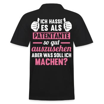 Patentante - Männer Poloshirt - Schwarz - Hinten - Kai (181cm)