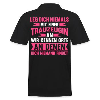 Trauzeugin - Männer Poloshirt - Schwarz - Hinten - Kai (181cm)