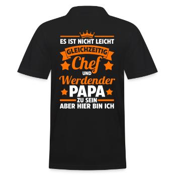 Babyparty Werdender Papa - Männer Poloshirt - Schwarz - Hinten - Kai (181cm)