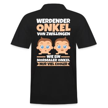 Werdender Onkel von Zwillingen - Männer Poloshirt - Schwarz - Hinten - Kai (181cm)