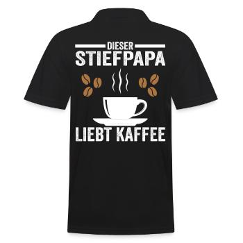 Kaffee Stiefpapa - Männer Poloshirt - Schwarz - Hinten - Kai (181cm)