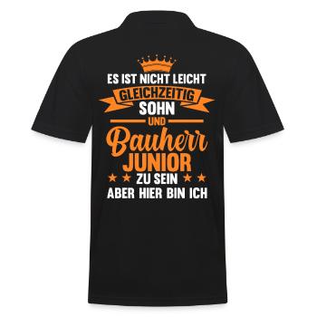 Chef Bauherr Junioren Hausbau Bauherr Junior - Männer Poloshirt - Schwarz - Hinten - Kai (181cm)