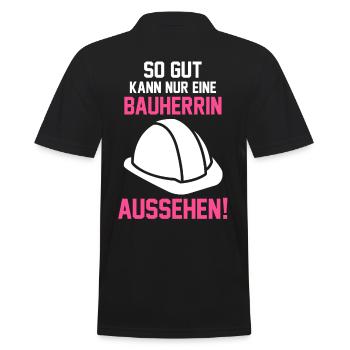 Hausbau Hausbauer Baustelle Richtfest Bauherrin - Männer Poloshirt - Schwarz - Hinten - Kai (181cm)