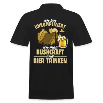 Bushcrafter Bier Bushcraft Survival - Männer Poloshirt - Schwarz - Hinten - Kai (181cm)