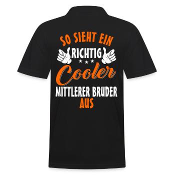 Cooler mittlerer Bruder - Männer Poloshirt - Schwarz - Hinten - Kai (181cm)