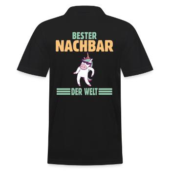 Bester Nachbar - Männer Poloshirt - Schwarz - Hinten - Kai (181cm)