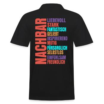 Nachbar - Männer Poloshirt - Schwarz - Hinten - Kai (181cm)