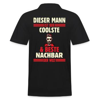 Nachbar - Männer Poloshirt - Schwarz - Hinten - Kai (181cm)