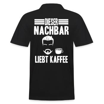 Kaffee Nachbar - Männer Poloshirt - Schwarz - Hinten - Kai (181cm)