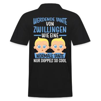 Werdende Tante von Zwillingen - Männer Poloshirt - Schwarz - Hinten - Kai (181cm)