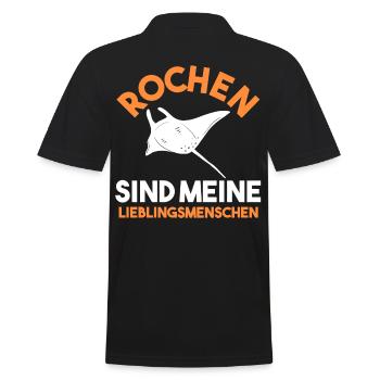 Rochen Mantarochen - Männer Poloshirt - Schwarz - Hinten - Kai (181cm)