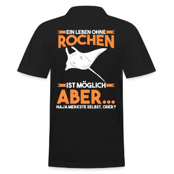 Rochen Mantarochen - Männer Poloshirt - Schwarz - Hinten - Kai (181cm)