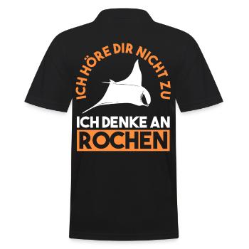 Rochen - Männer Poloshirt - Schwarz - Hinten - Kai (181cm)