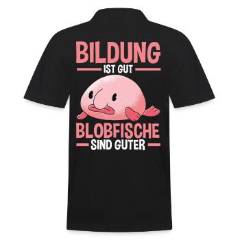 Blobfisch - Männer Poloshirt - Schwarz - Hinten - Kai (181cm)