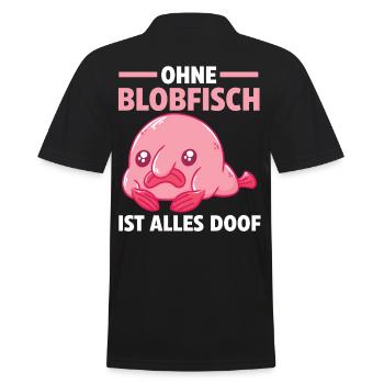 Blobfisch - Männer Poloshirt - Schwarz - Hinten - Kai (181cm)