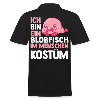Blobfisch - Männer Poloshirt - Schwarz - Hinten - Kai (181cm)