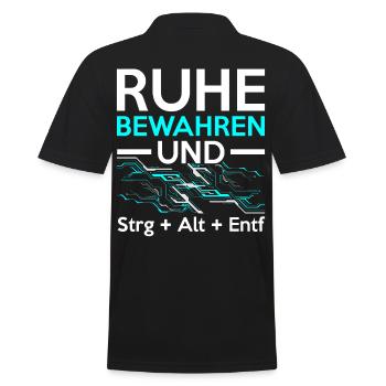 Keep Calm and Ctrl + Alt + Del Tech Support Tech - Männer Poloshirt - Schwarz - Hinten - Kai (181cm)
