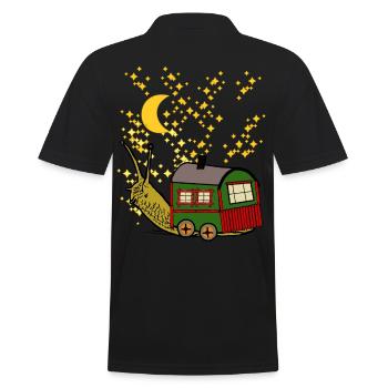 Sternenhimmel Reise Bauwagen Schnecke Camping - Männer Poloshirt - Schwarz - Hinten - Kai (181cm)