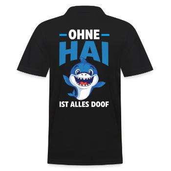 Hai Haie Haifisch - Männer Poloshirt - Schwarz - Hinten - Kai (181cm)