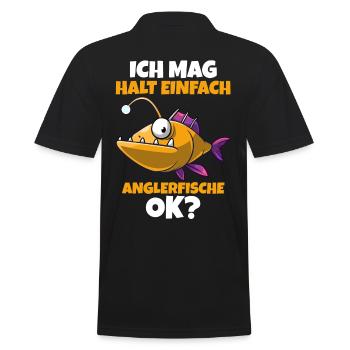 Anglerfisch - Männer Poloshirt - Schwarz - Hinten - Kai (181cm)