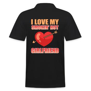 I Love My Smokin Hot Girlfriend Valentine's Day - Männer Poloshirt - Schwarz - Hinten - Kai (181cm)