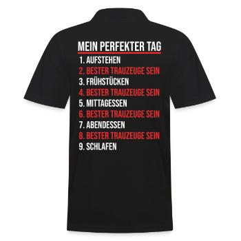 Trauzeuge - Männer Poloshirt - Schwarz - Hinten - Kai (181cm)