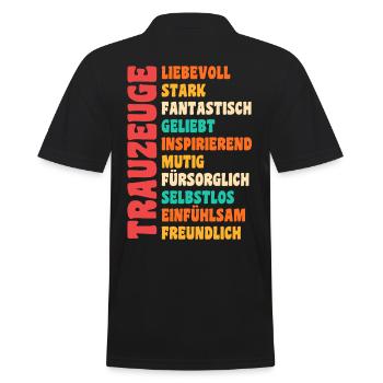 Junggesellinnenabschied Trauzeuge - Männer Poloshirt - Schwarz - Hinten - Kai (181cm)