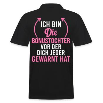 Bonustochter Stieftochter - Männer Poloshirt - Schwarz - Hinten - Kai (181cm)