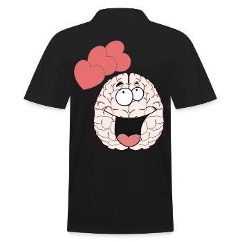Hirn Gehirn Gefühle Liebe Partnerschaft Valentin - Männer Poloshirt - Schwarz - Hinten - Kai (181cm)
