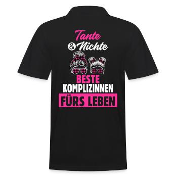 Tante und Nichte - Männer Poloshirt - Schwarz - Hinten - Kai (181cm)