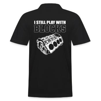 I Still Play with Blocks Car Mechanic Engine - Männer Poloshirt - Schwarz - Hinten - Kai (181cm)