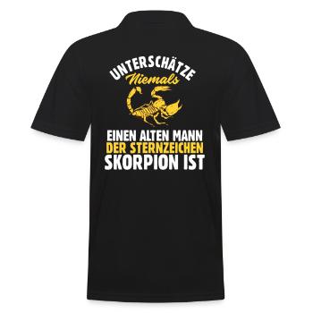 Sternzeichen Skorpion - Männer Poloshirt - Schwarz - Hinten - Kai (181cm)