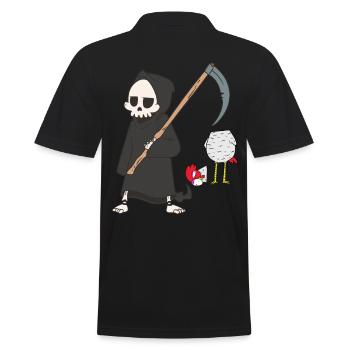Death Grim Reaper Chicken Horror Halloween Head Brutal - Men's Polo Shirt - black - Back - Kai (181cm)