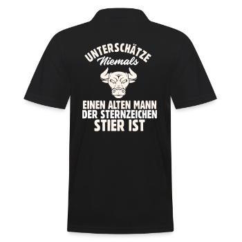 Sternzeichen Stier - Männer Poloshirt - Schwarz - Hinten - Kai (181cm)