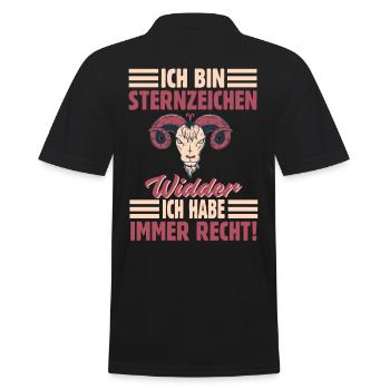 Sternzeichen Widder - Männer Poloshirt - Schwarz - Hinten - Kai (181cm)