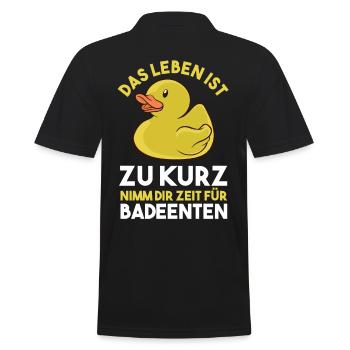 Ente Gummiente Badeente - Männer Poloshirt - Schwarz - Hinten - Kai (181cm)