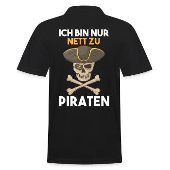 Pirat Piraten - Männer Poloshirt - Schwarz - Hinten - Kai (181cm)