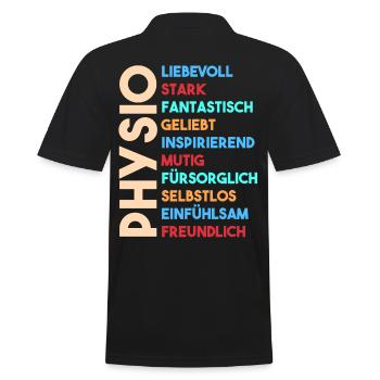 Physio Physiotherapeut - Männer Poloshirt - Schwarz - Hinten - Kai (181cm)